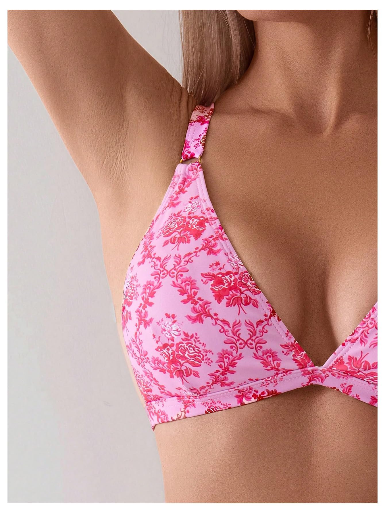ZAFUL Damen 2-teiliger Badeanzug mit Blumendruck, dreieckiger String, hochgeschnittener Bikini-Sets, Badeanzug