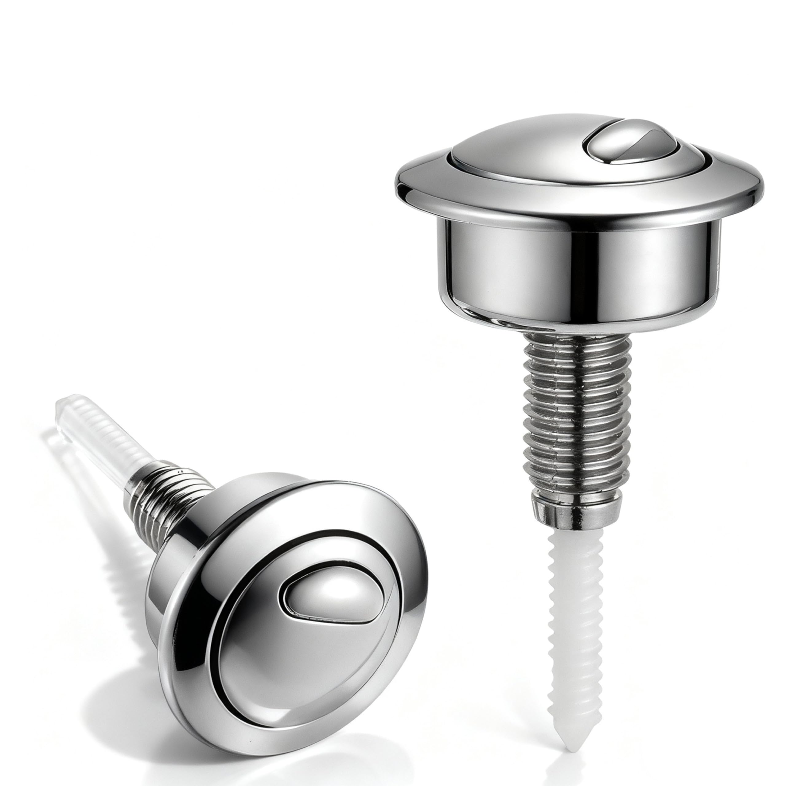 Replacement Flush Button CF1003CP for Twyford Optima49 Cistern - Dual Flow Push Button Toilet Flush Mechanism, Round Head Silver Toilet Flush Valve Actuator
