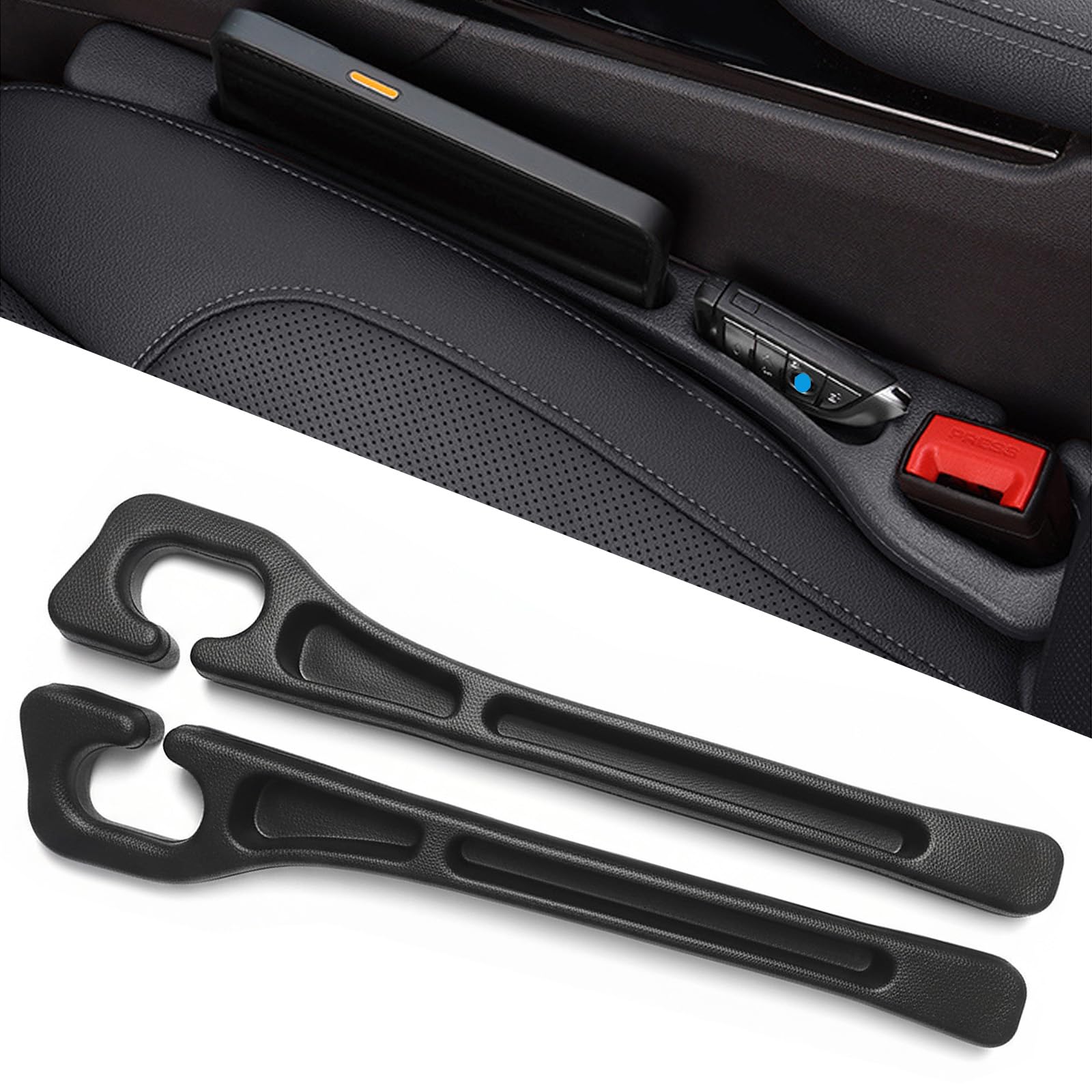 Photo 1 of FortiyParts Car Seat Gap Filler Organizer of 2 - No Drop Seat Guard, Universal Car Seat Gap Filler, Durable Non-Slip Material, Easy 10-Second Install for Cars, Trucks & SUV (Black)