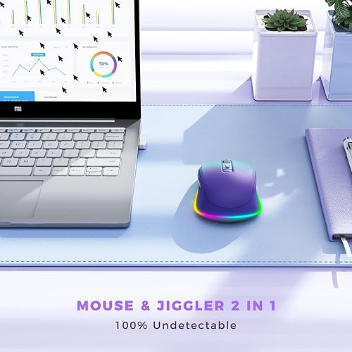 Miniatura 3 de Ratón inalámbrico Jiggler  Ratones inalámbricos LED con motor Jiggler de mouse integrado, mouse móvil recargable para computadora con movimiento
