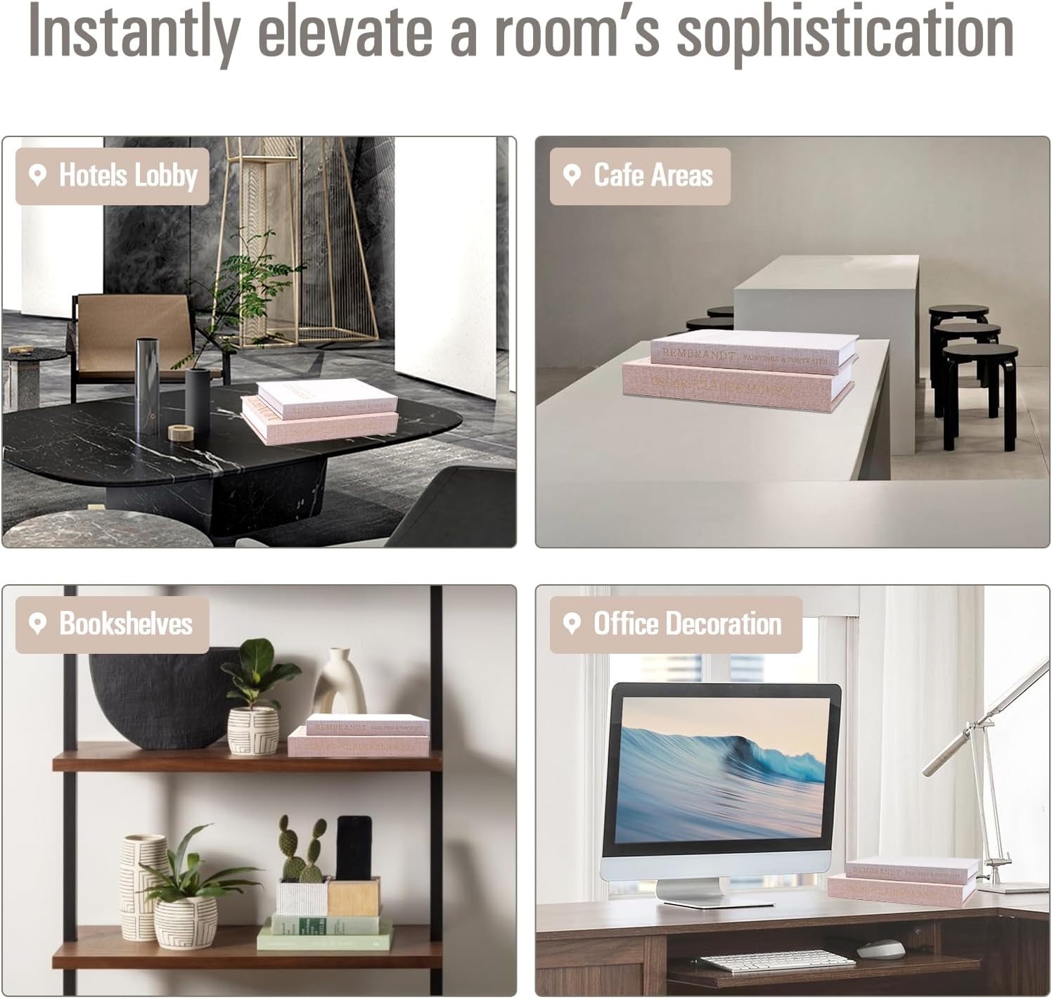 Decorative Books, Coffee Table Books Decor, Linen Fake Book for Home Table Decor, Bedside Tables Decors, Home Room Bookshelf Decors, Pack of 2