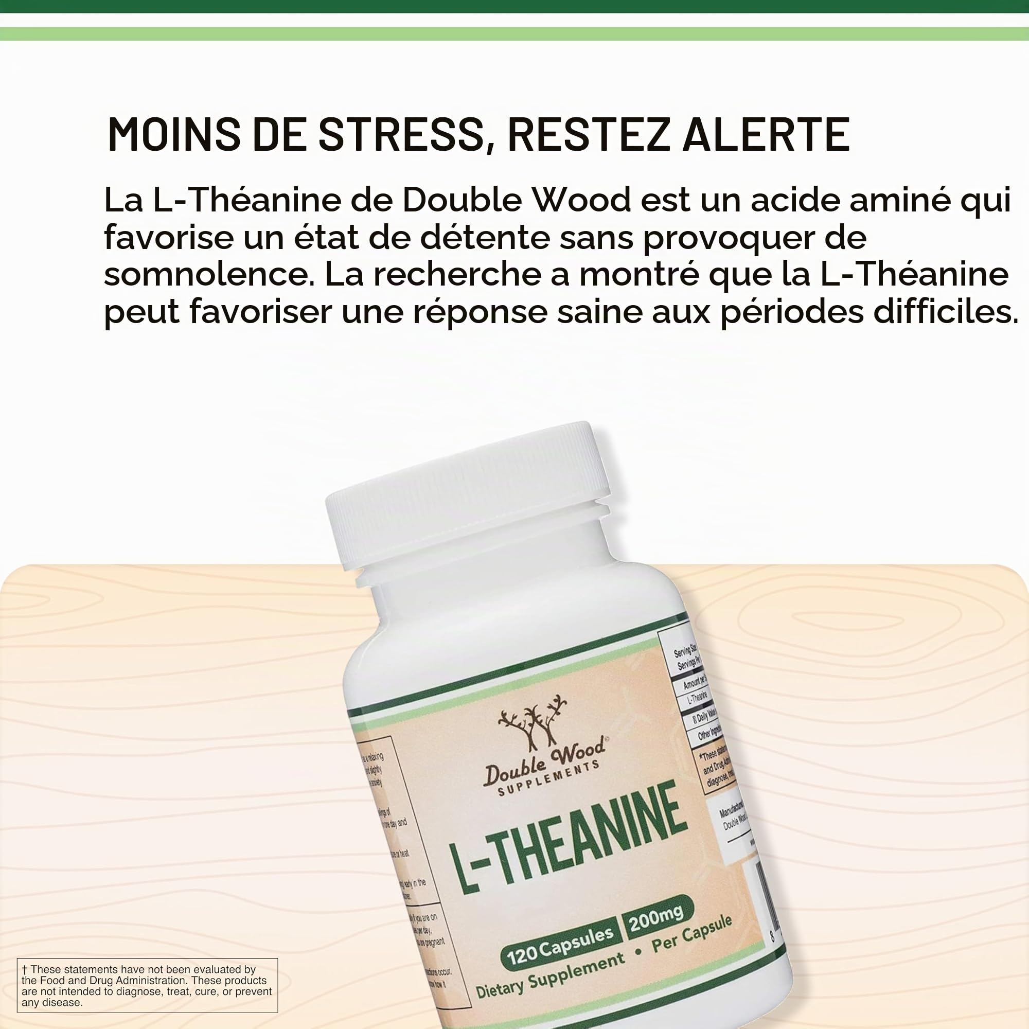L-théanine 200 mg 60 capsules Testé par des tiers Fabriqué aux États-Unis