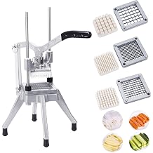 Commercial Vegetable Fruit Chopper 1/4" 3/8" 1/2" Blade Onion Chopper French Fries Cutter Slicer Stainless Steel Tomato Potato Cut Restaurant Home Kitchen Silver