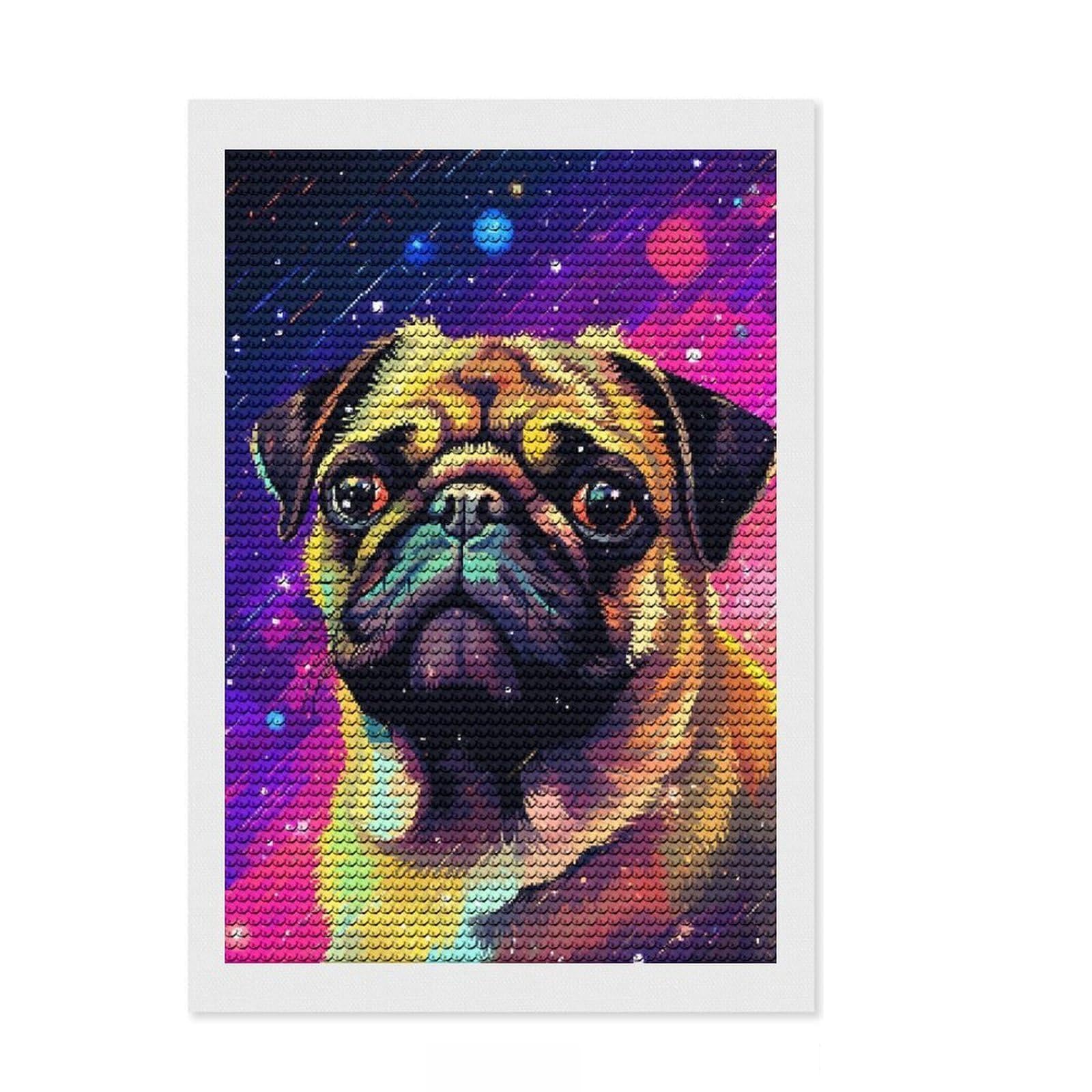 Junmoney Synth Pug Pixel Art Diamond Painting Kit 8"x12", Full Kit Included, Calming Craft to Unwind, Office Decor, Gift Idea, Easy to Enjoy