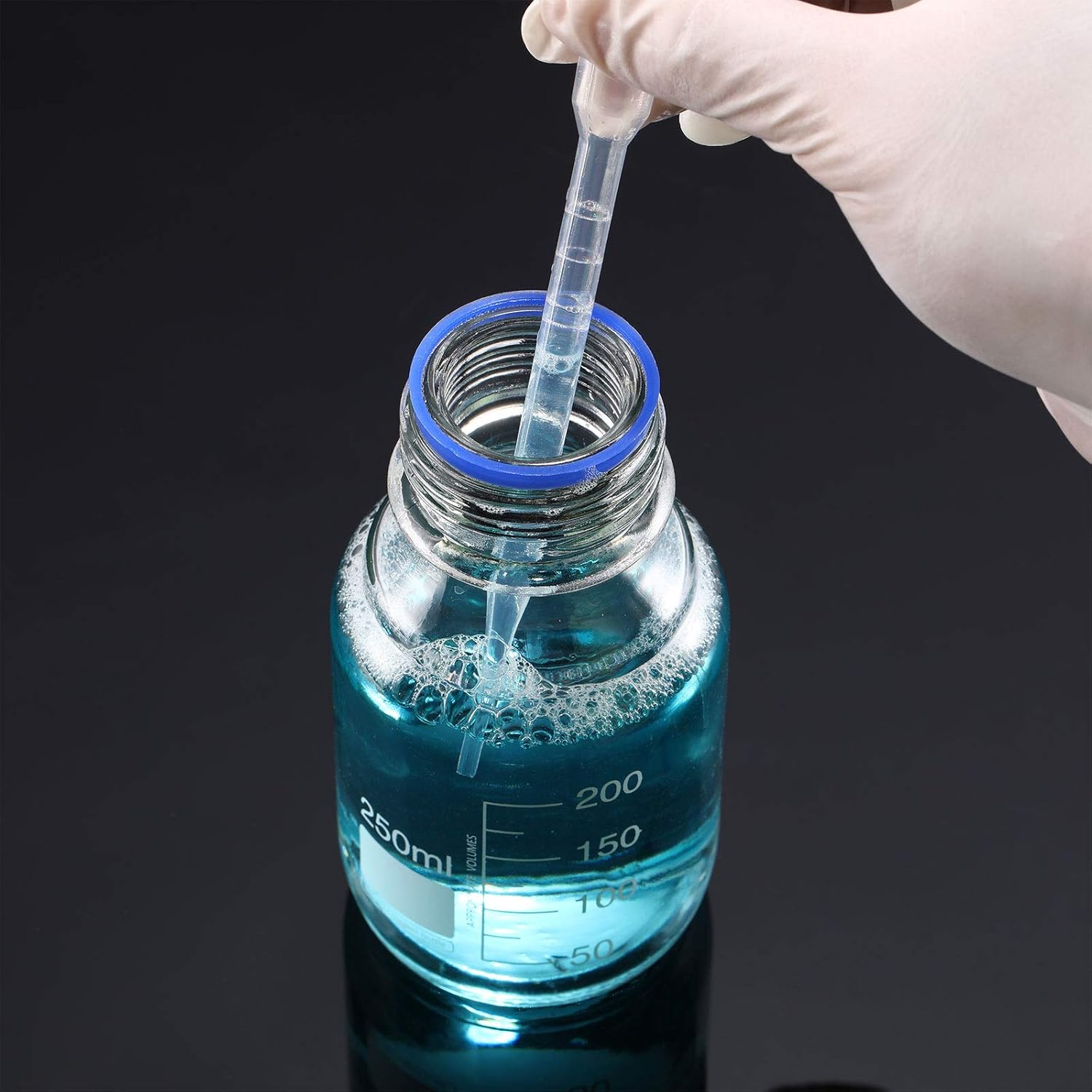 4 Pieces Round Media Storage Bottles Storage Glass Bottles with GL45 Blue Screw Cap (250 ml) : Industrial & Scientific