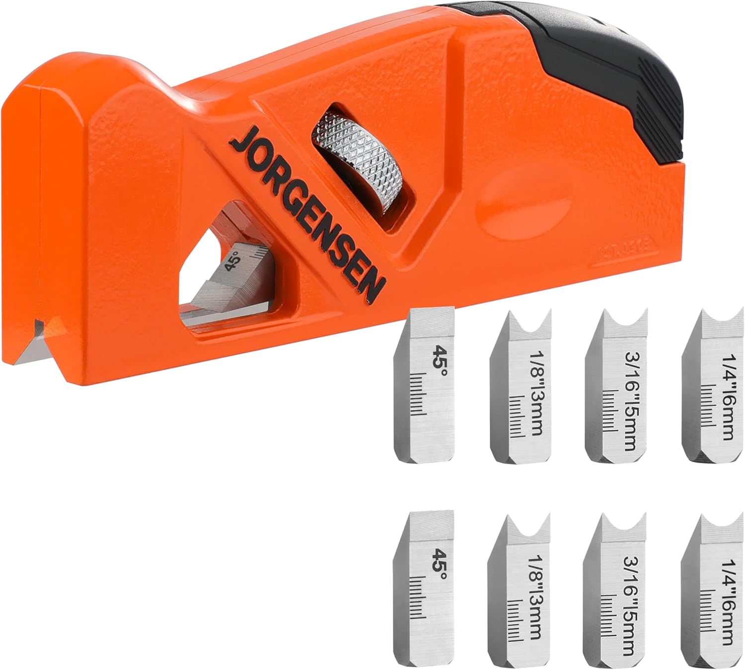 JORGENSEN Chamfer Plane with 4 Cutter Heads & 4-Piece Replacement Blades