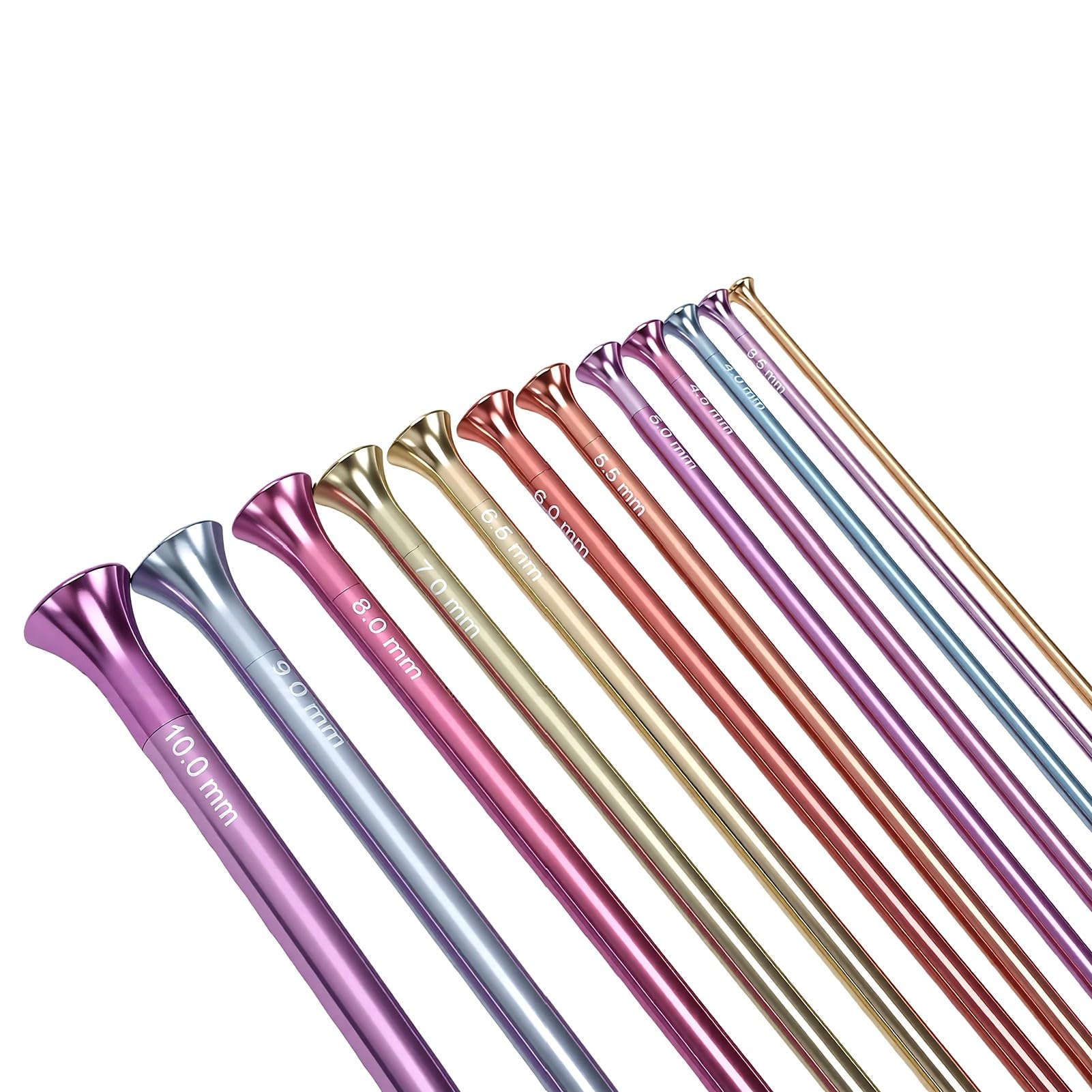 Tnfeeon Set de Ganchillos Afganos 3-10mm, 12 Ganchillos de Aluminio con | Agujas Tunecinas Lisas de 24 Cm de Largo, Superficie Pulida sin Enganches, Diseño Ergonómico Liviano para Hacer sin Fatiga,