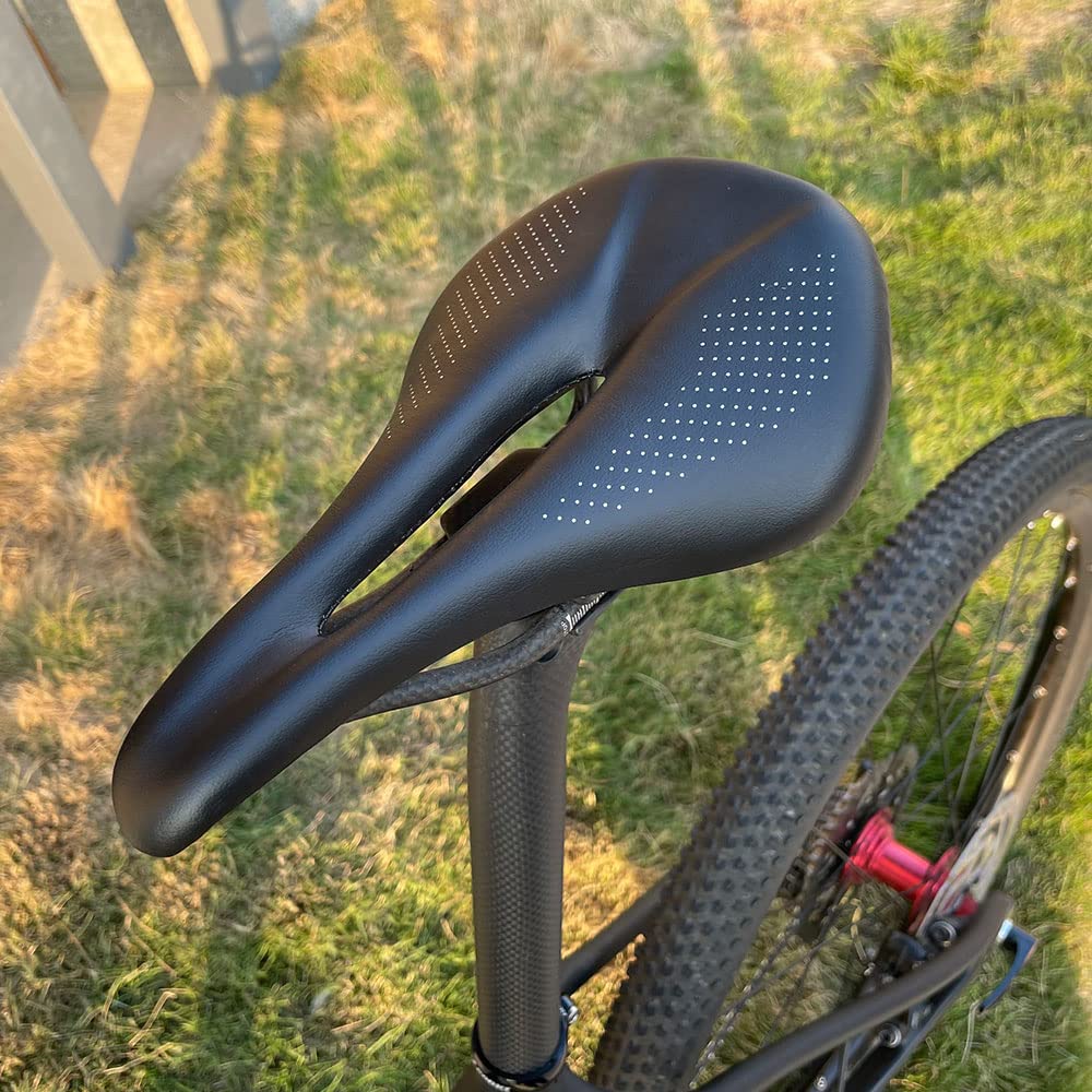 QIKU Sillín de Bicicleta de Fibra de Carbono, Sillín de Bicicleta de Carretera de Diseño Hueco, Super Ligero 110g