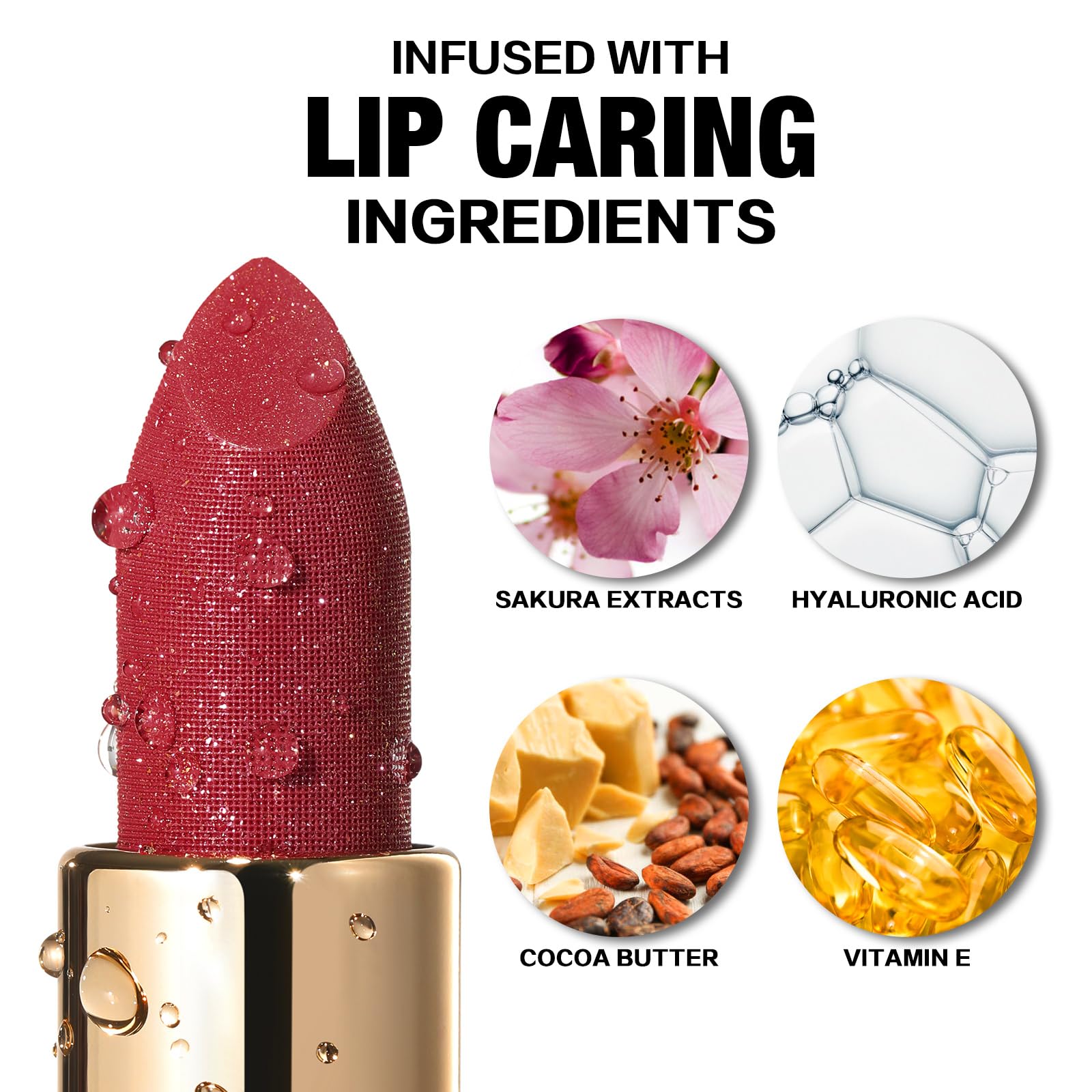 FOCALLURE Lápiz labial hidratante, el brillo opal proporciona un alto brillo e ingredientes hidratantes para labios que se sienten cómodos y se ven más llenos sin demasiado