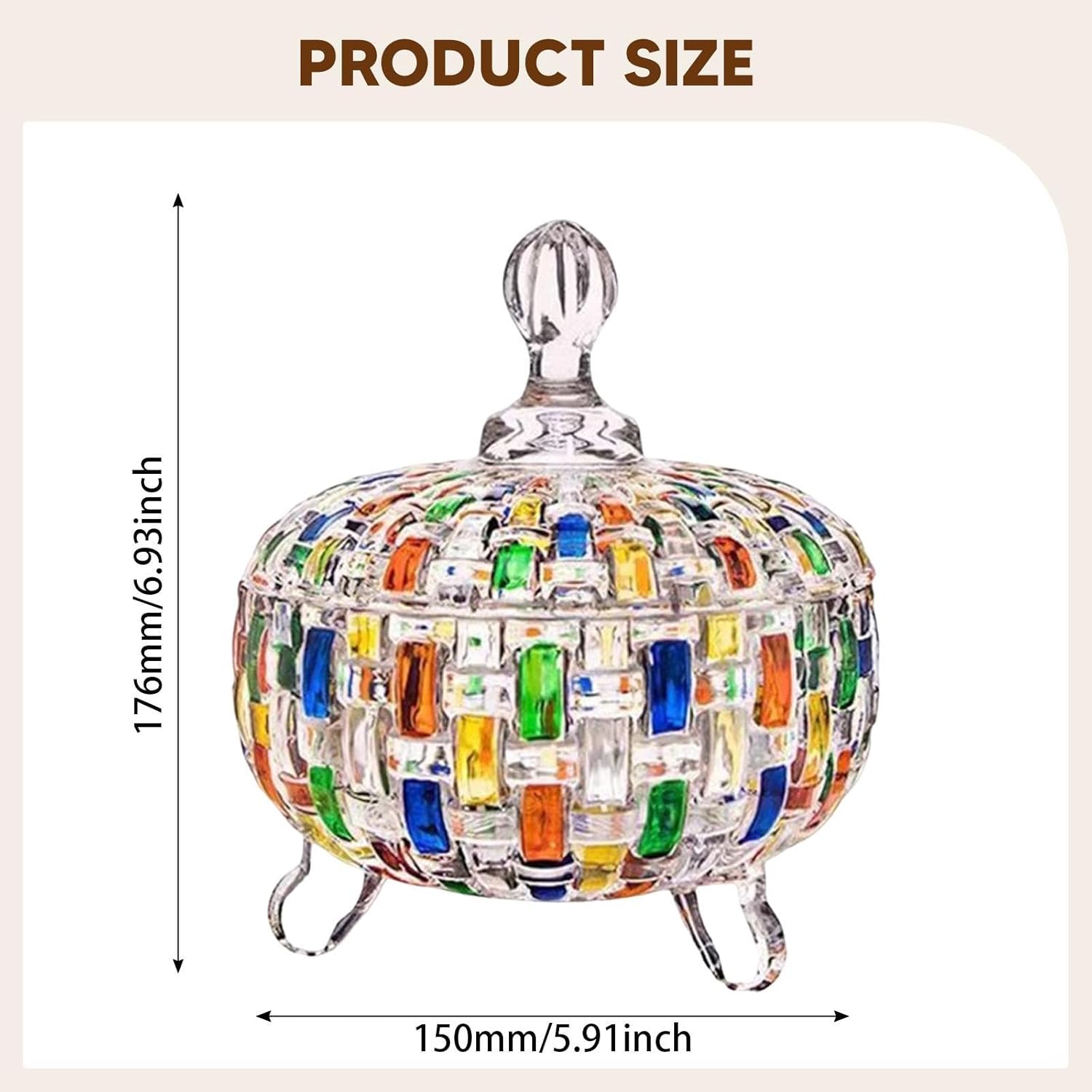 Candy Jar with Lid Large Candy Dish Jewelry Decoration for Coffee Beans, Colorful
