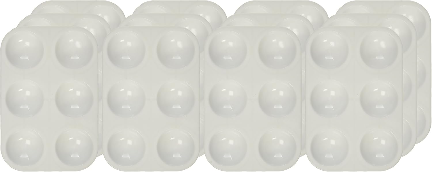 School Smart Paint-Rite Tray with 6 Wells, 3-1/2 x 5-1/4 Inches, White, Pack of 12
