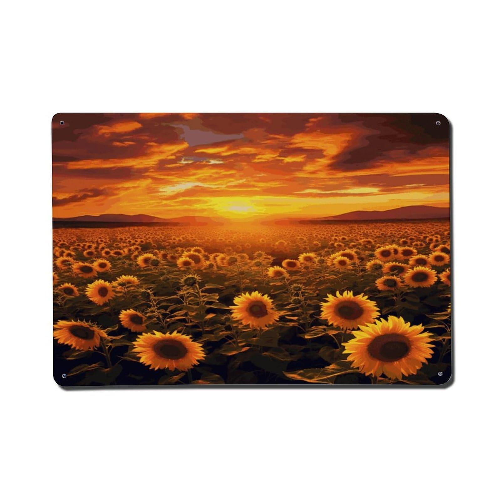 Adfgyerh Style Sunflower Field Sunset Sea Of Flowers Metal Signs Funny, Aluminum Tin Sign Indoor Outdoor Decor, Vintage Signs For Home Office Kitchen Bar Cafe Garden Farmhouse Wall Decor