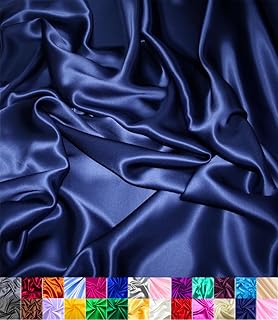 Satin Fabric | Decoration & Sewing | Shiny & Luxury | 60" Wide Roll | Metallic Shiny | Upholstery, Lining, Drapery, DIY Crafts (Navy, 2 Yards)