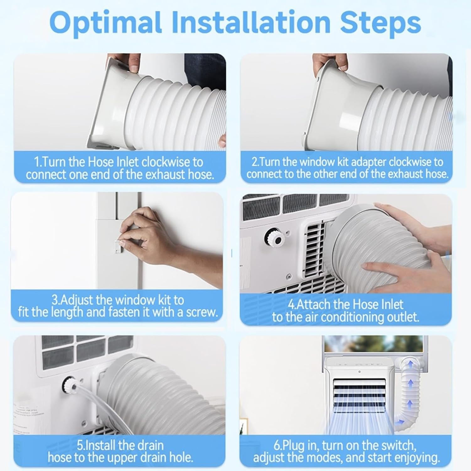 Aire Acondicionado Portátil 3 en 1 10000 BTU Enfriador con Deshumidificador, Temporizador 24H y Mando a Distancia, Función de Refrigeración por Compresor, sin C