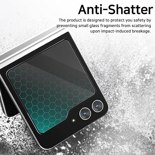 Miniatura 5 de Paquete de 2 protectores de pantalla HD para Galaxy Z Flip 5 2023, compatible con fundas, de vidrio templado flim 9H, pantalla de visualización de