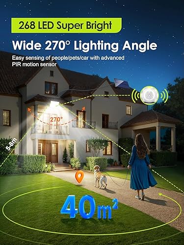 Miniatura 4 de Luces Solares de Inundación para Exteriores, [268LED/7M/5 MODOS/2 PIEZAS] Luces Solares de Movimiento para Exteriores Impermeables, CONTROL
