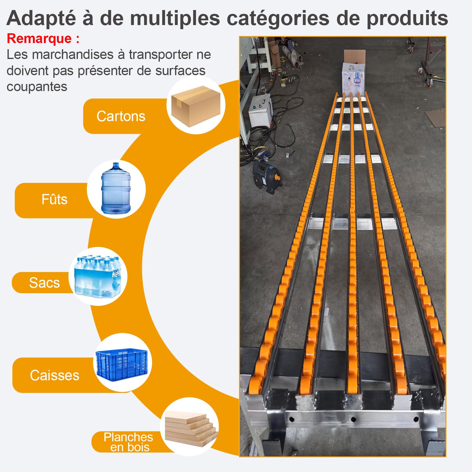 HJZALMI Convoyeur à rouleaux gravitaire léger et non motorisé, 50x100cm | Rouleau de convoyeur, adapté à la manutention en entrepôt et lignes seaux, rouleaux plastique ABS, conception épissable