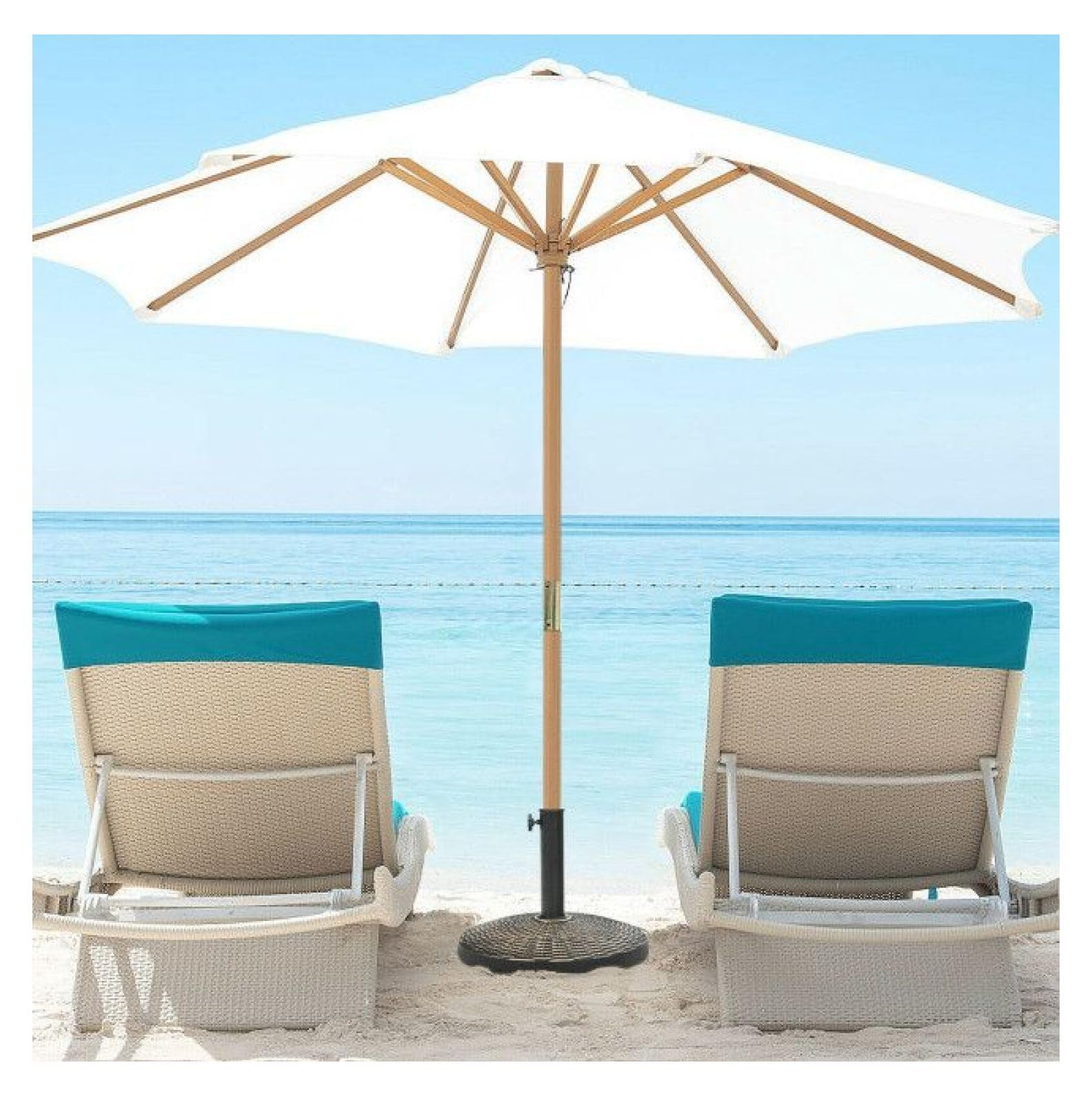 Questa Base per ombrellone da Giardino da 27 libbre, Robusta, in Resina Color Bronzo, è Adatta a Pali da 1,5"/1,9" - Supporto per ombrellone da Esterno per Giardino, terrazza, Bordo Piscina,