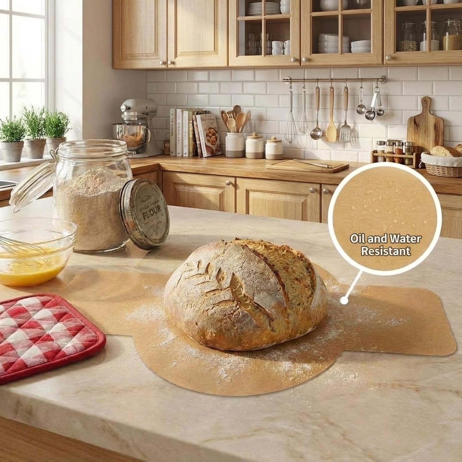Marspark 100 Pcs Parchment Paper Bread Sling, Round