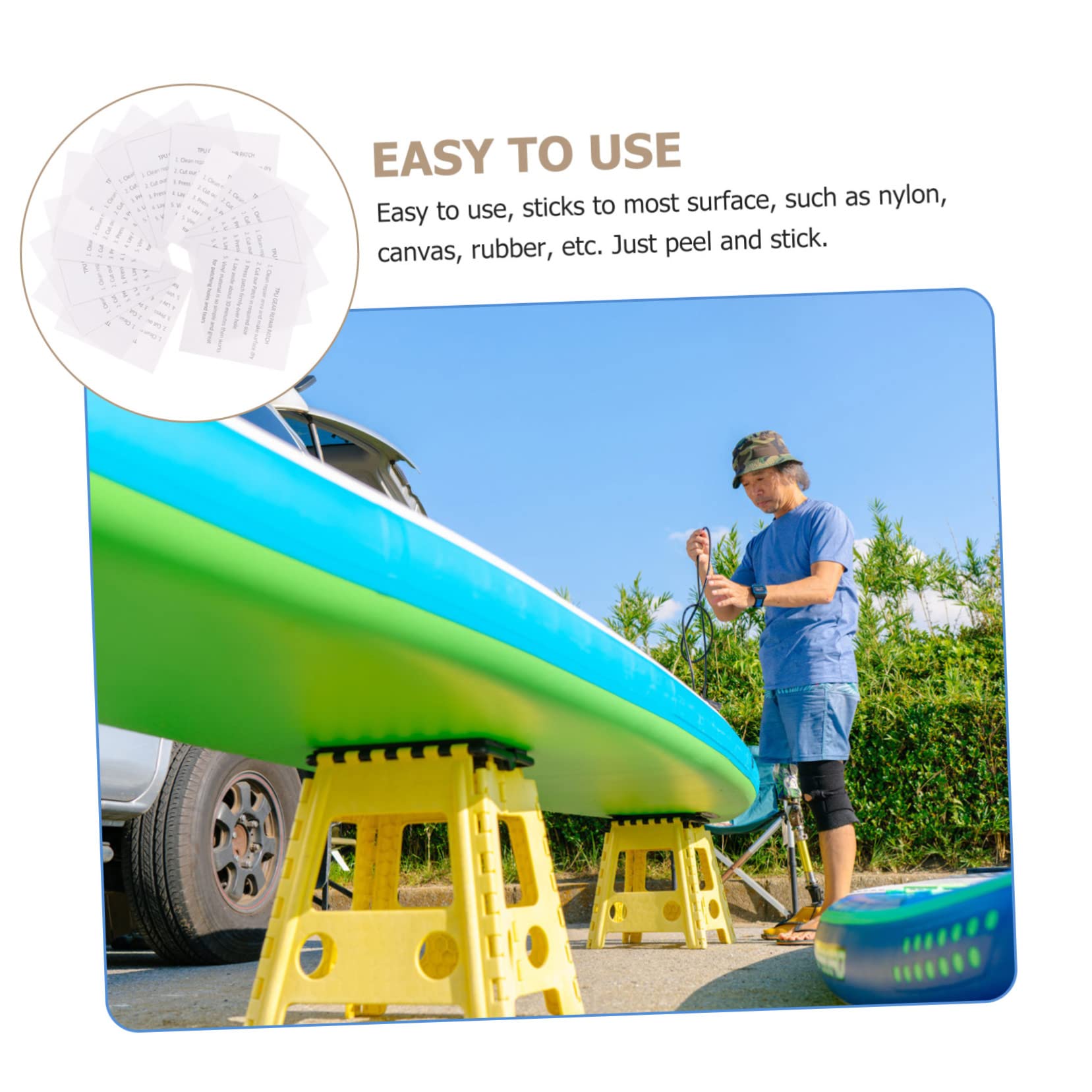 NUOBESTY 100stücke Teiliges Tpu Reparaturset Für Aufblasbare Produkte Selbstklebende Wasserdichte Flicken Für Zelte Schwimmringe Boote Und Mehr Temperaturbeständig Und Langlebig