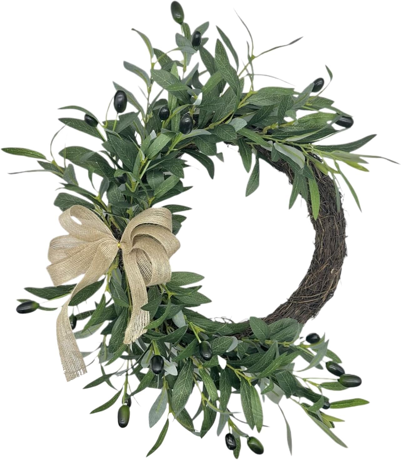 – Summer Wreath,Olive Leaves UV Resistant - Spring Wreaths for Front Door,Rustic Realistic Olive Leaves Indoor Outdoor Living Room Bedroom Wall Mantle Fireplace Apartment Farmhouse Garden Patio Porch