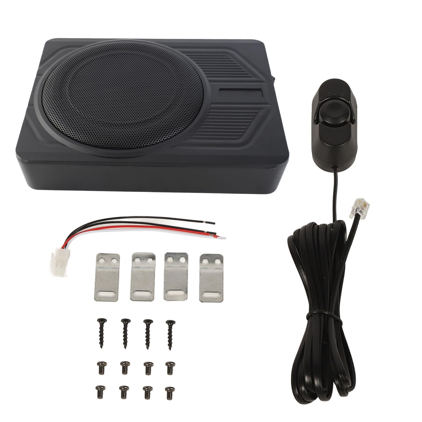 Generic 10-calowy Subwoofer Samochodowy z Wbudowanym Wzmacniaczem 600 W Ultra Cienki Subwoofer Zasilany technologią PWM Wzmocnienie Basów dla Samochodów Ciężarowych, SUV-ów i Sedanów