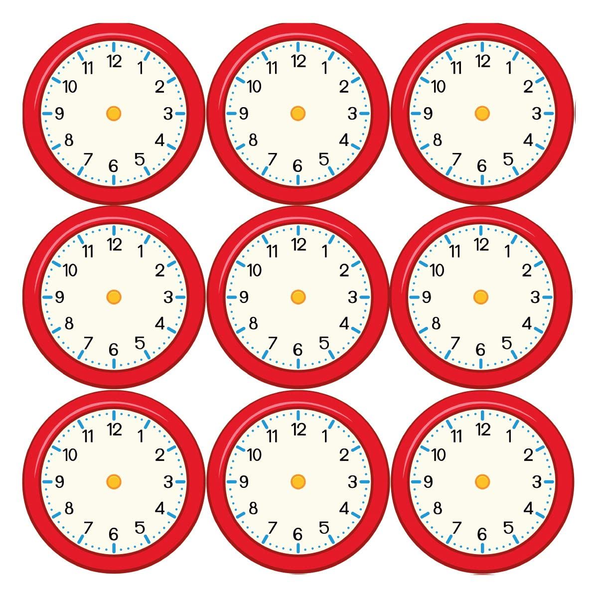 144 Blank Clocks - 30mm - Glossy Stickers for Teachers & Parents