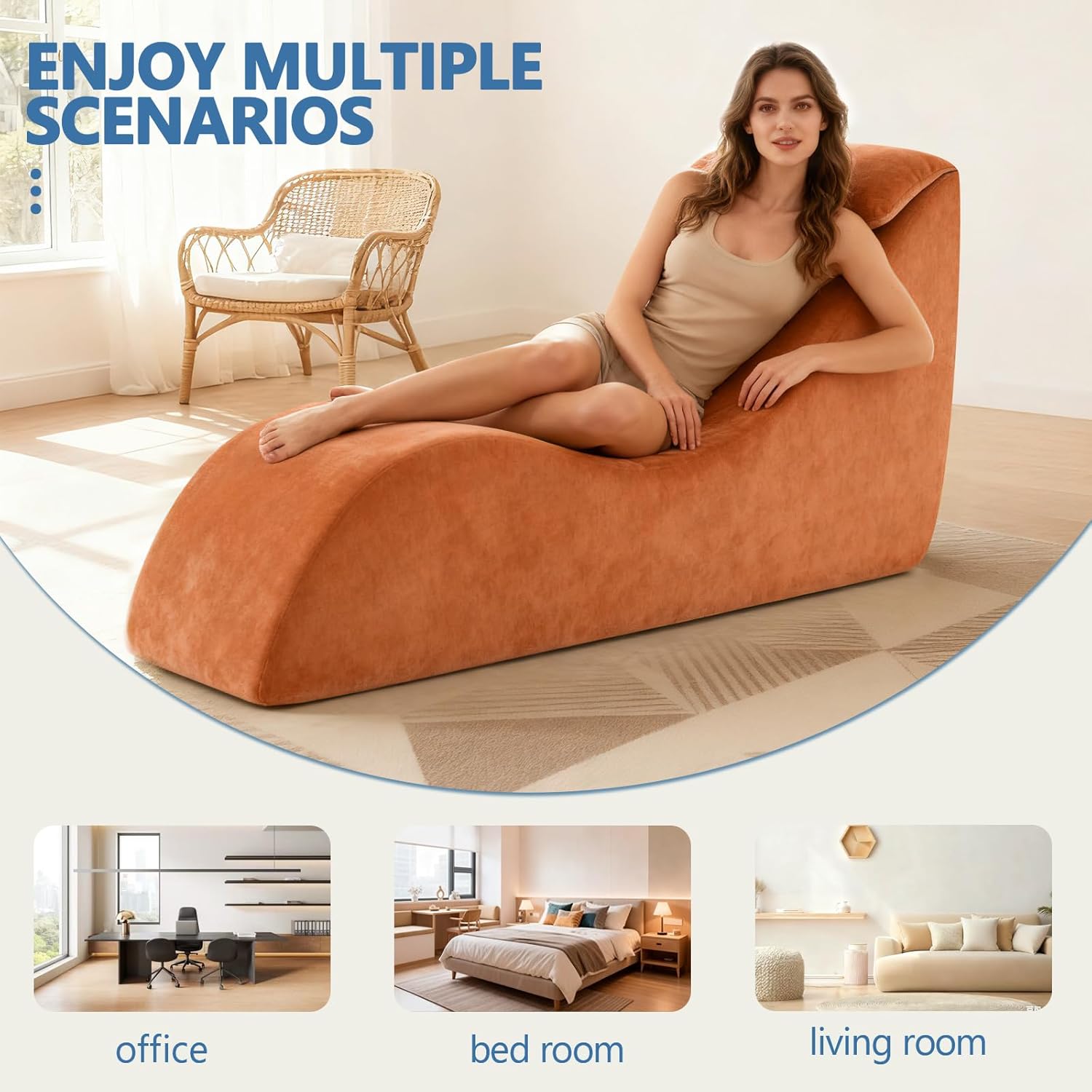 Yoga Chair Lounge for Adult, Yoga Lounge Chair，Ergonomic Chaise Lounge Chair,Chaise Lounge Indoor， Head Pillow，Perfect for Stretching, Massage, and Relaxation, Used in Living Room, Bedroom