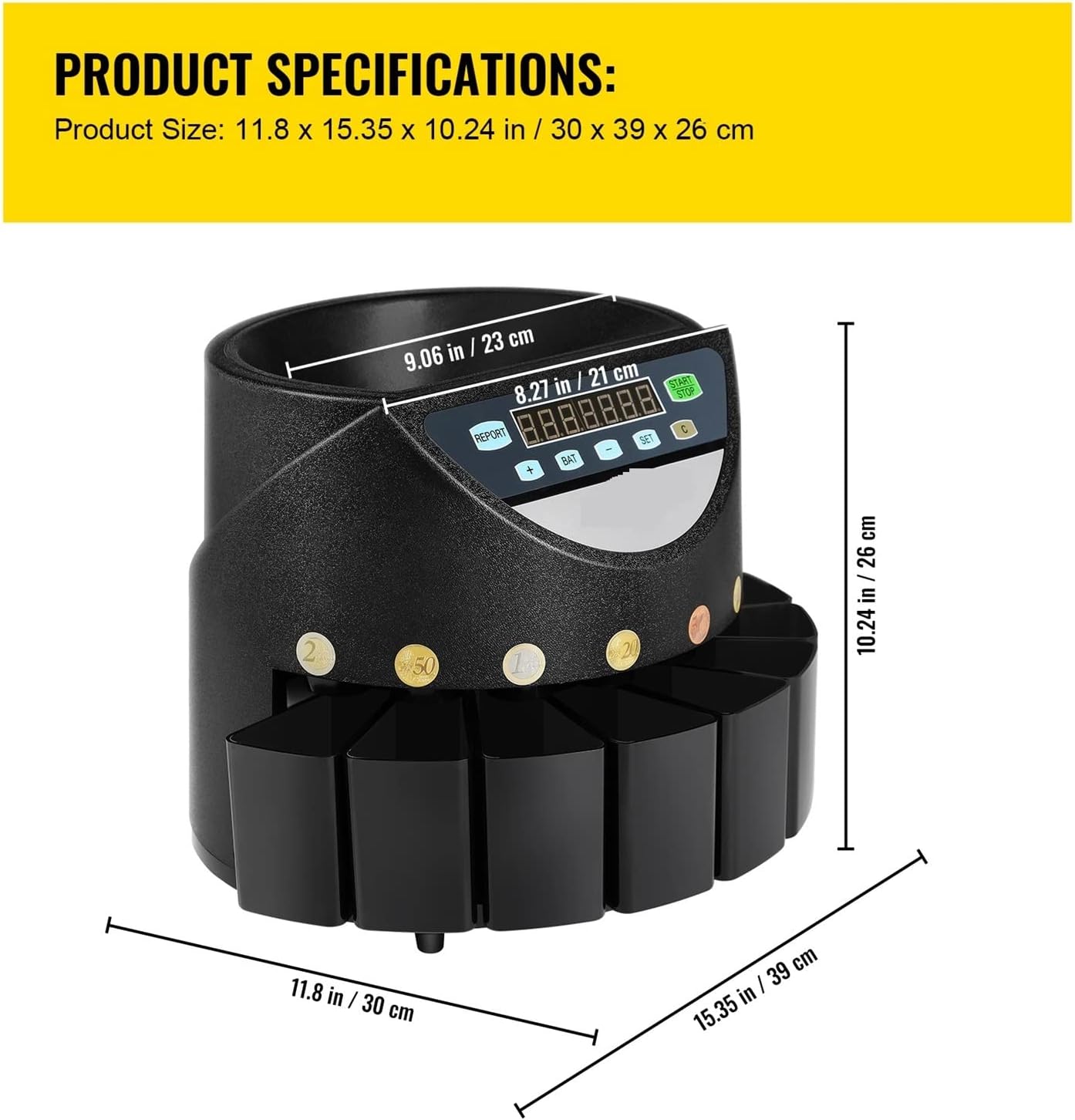 300 コイン/分ユーロ コイン ソーター カウンター プロフェッショナル電気自動機 LED ディスプレイ学校ショップ銀行