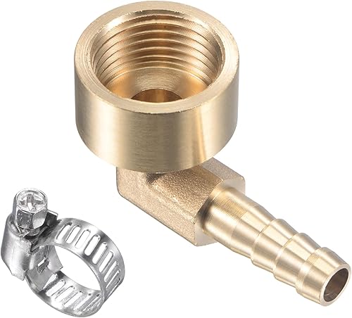 Miniatura 10 de M METERXITY Accesorios de latón para manguera, codo de 90 grados, conector de tubo de latón de 0.394in con abrazaderas de manguera aplicable al agua