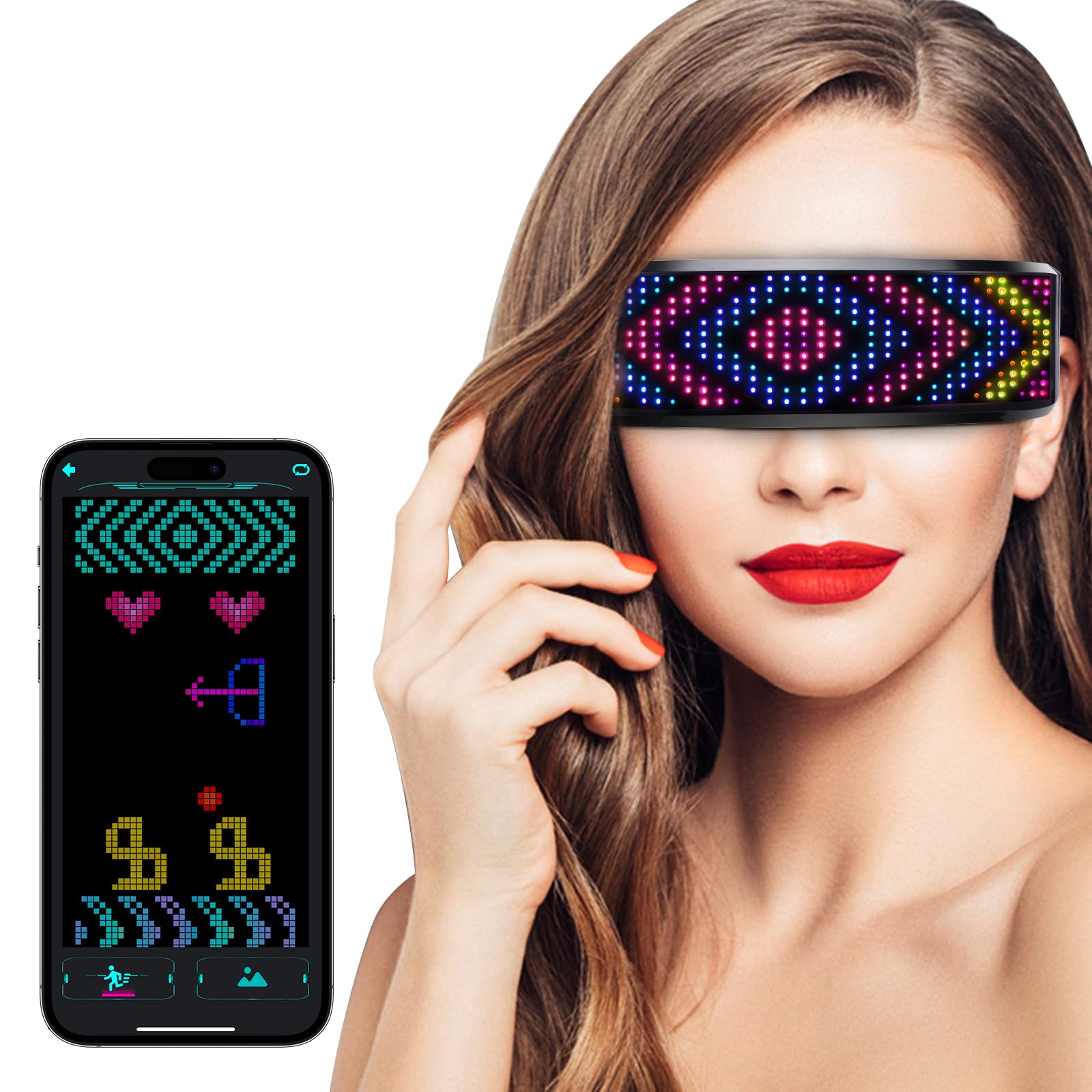 Victop Okulary LED Party dla mężczyzn i kobiet programowalne okulary LED świecące okulary Bluetooth Tekst Graffiti Animacja rytm rytmu na festiwal nocny