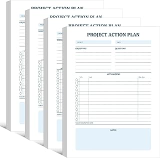 Maitys 200 Sheets 4 Pads Project Action Planner Notepad Project Management with Checklist Planning Pad 7 x 10 Inches Action Items Task Notepad Business Planner for Productivity, 50 Sheets/Pad