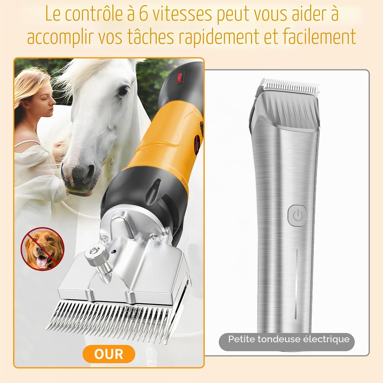 Tondeuse électrique pour chevaux 690 W | Tondeuse professionnelle pour moutons, alpagas, chèvres, animaux domestiques et animaux d'élevage