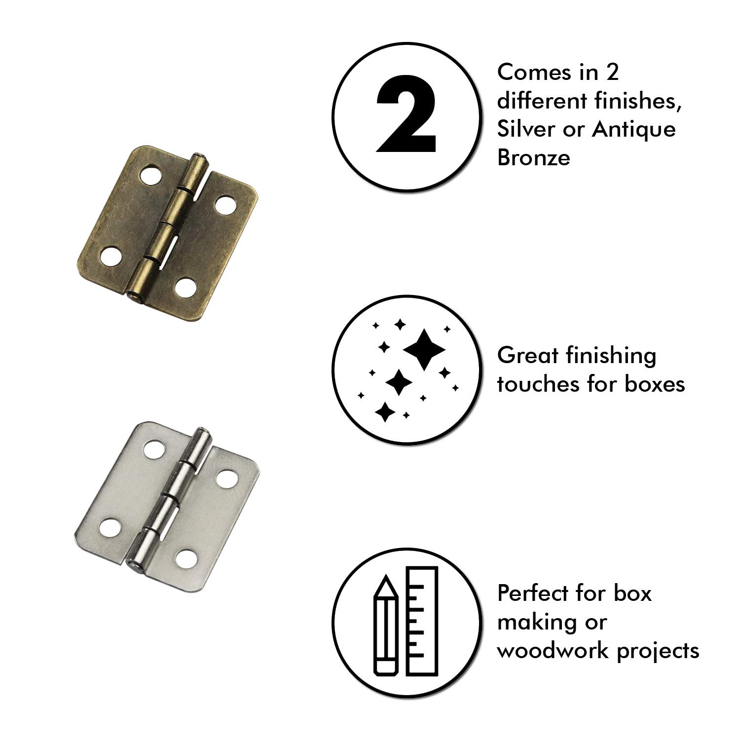 Artibetter 50 Ensembles Petites Charnières Décoratives Pour Boîte Bois Connecteurs De Charnière Quincaillerie Pour Travaux Manuels De Meubles Miniatures Lot Vis Assorties