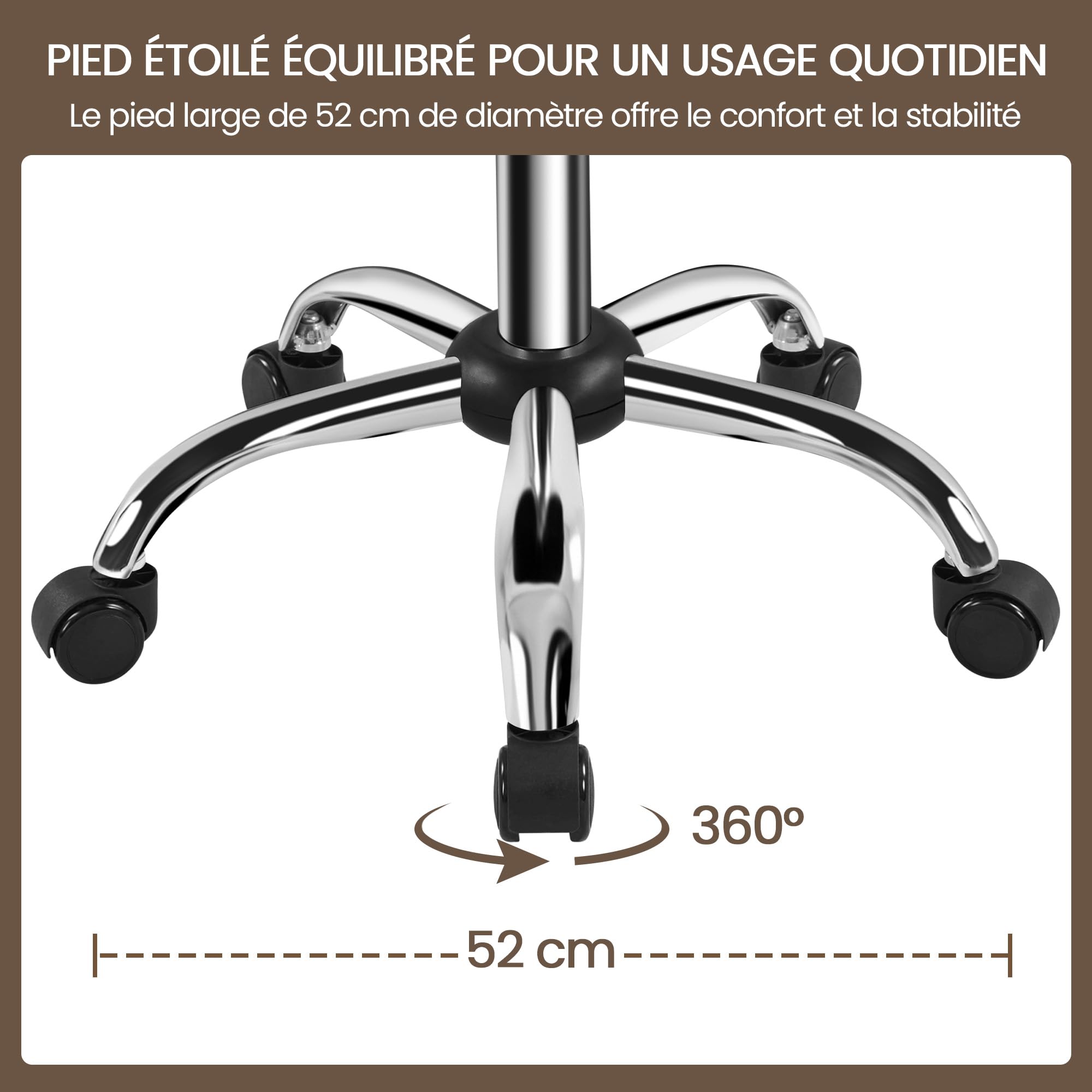 Tabouret de Bureau avec Dossier, Rotation 360°, Hauteur Réglable 75-84 cm, Siège Rembourrage 10 cm, Blanc
