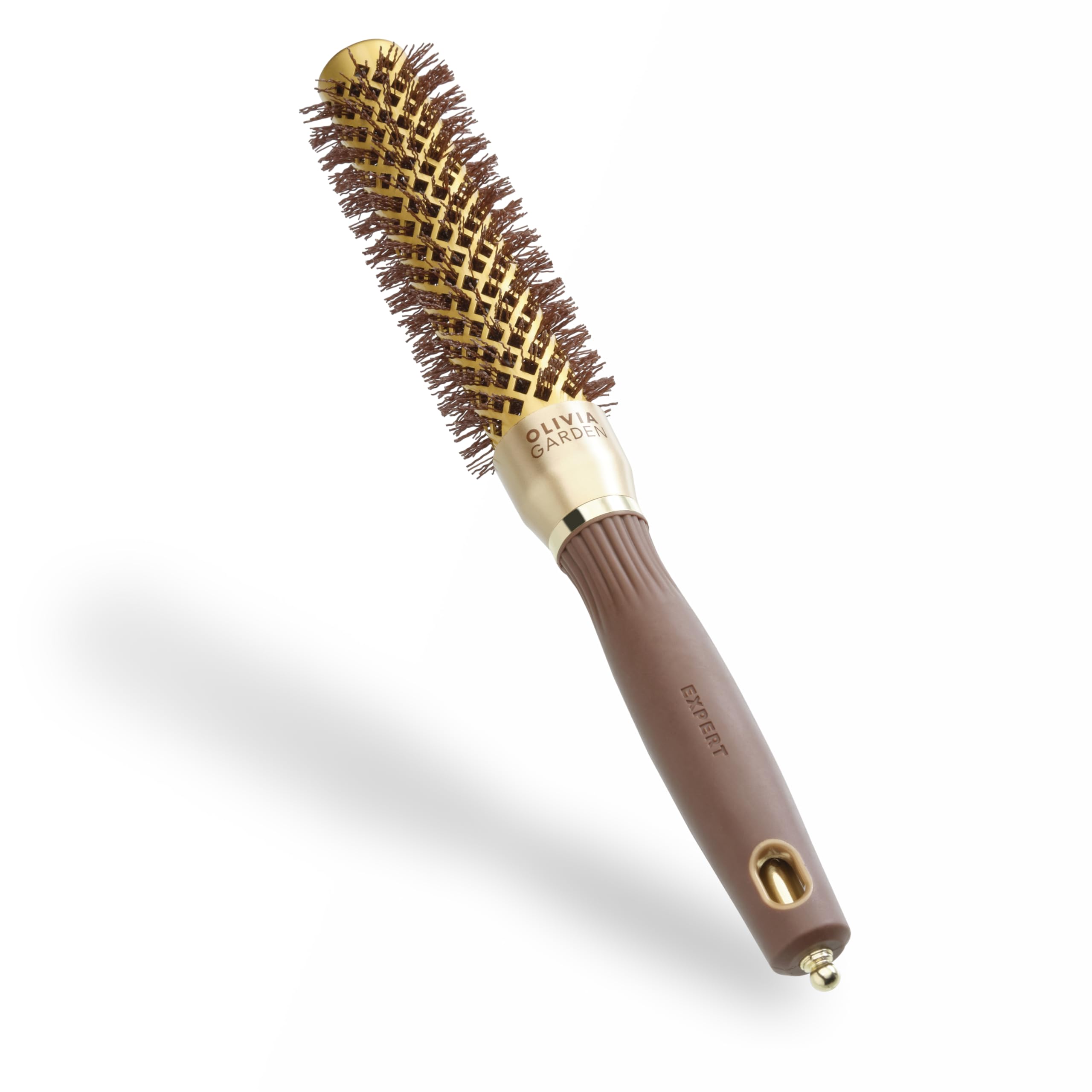 Olivia Garden Expert Blowout Speed – Gold & Brown - 25 - Ceramic Coated Round Brush with Extra Long Barrel for 25% Faster Blowouts