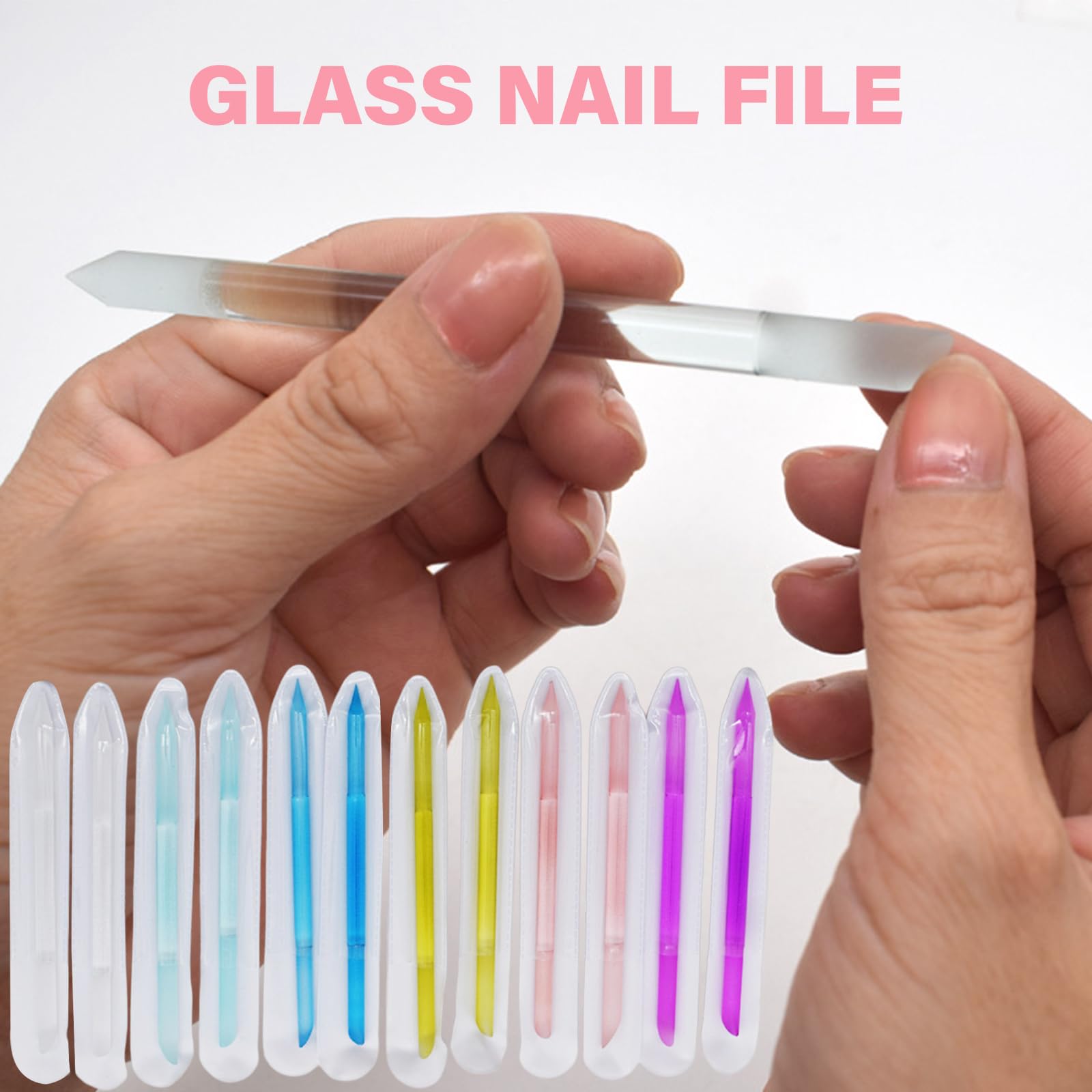 12Pcs Glass Cuticle Pusher Cuticle Remover Tool Double Sided Cuticle Trimmers Manicure Stick Professional Stick