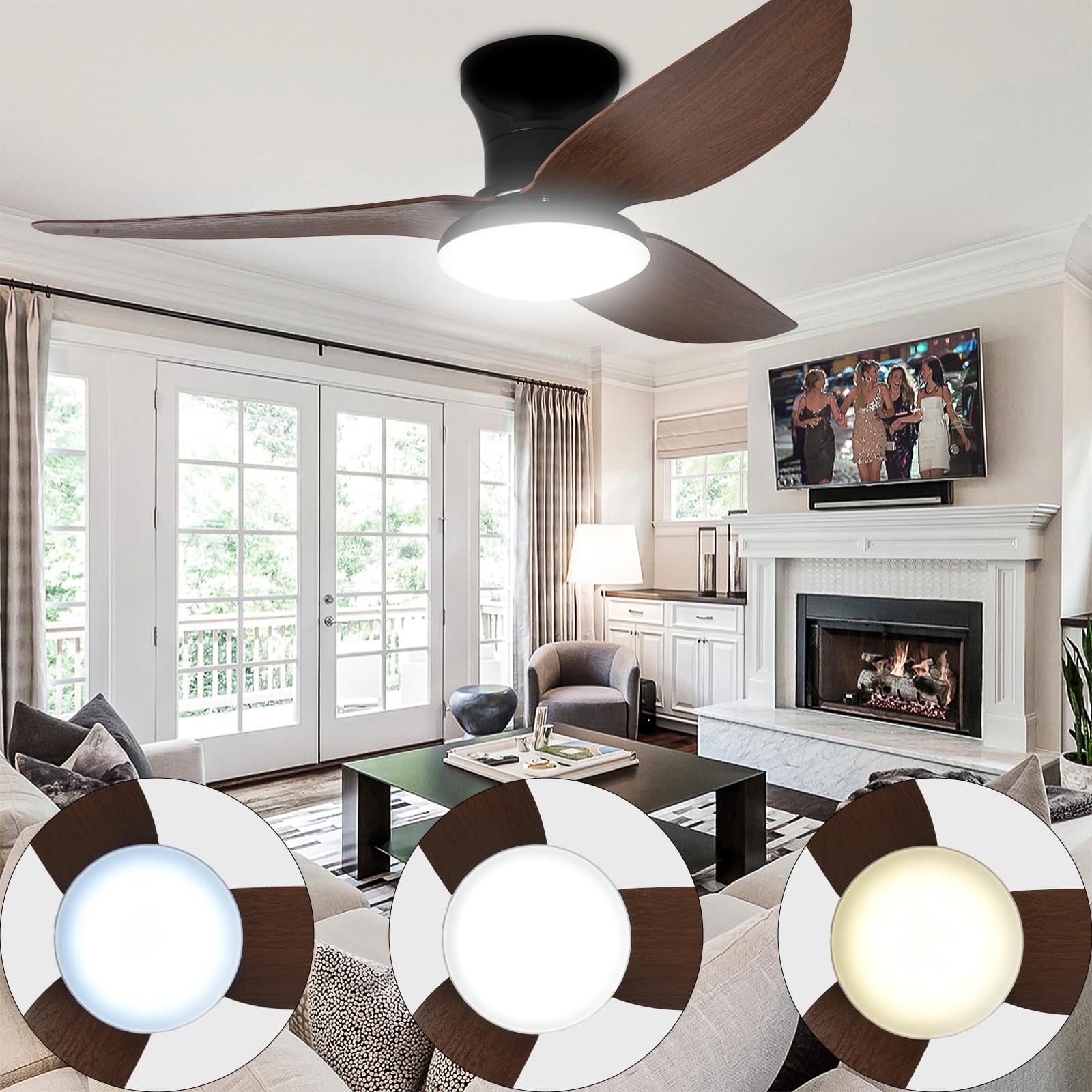 Ventilateur de plafond silencieux pour dormir au frais avec minuterie et télécommande