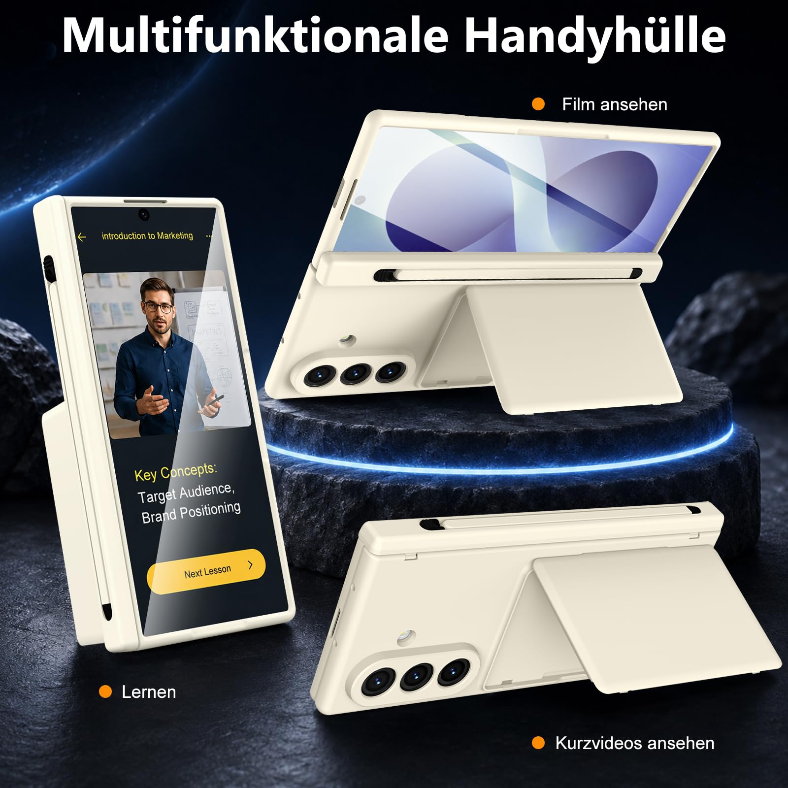 Compatibile con Samsung Galaxy Z Fold 8 Ultra, custodia a portafoglio con custodia protettiva antiurto, pellicola protettiva frontale in vetro temperato, porta penna, scomparti per carte di credito e