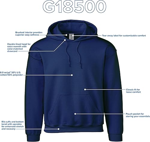 Miniatura 4 de Gildan - Sudadera de vellón con capucha, estilo G18500, paquete múltiple