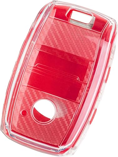 Miniatura 2 de TANGSEN Funda para llavero de TPU compatible con KIA NIRO Optima Rio Sorento SPORTAGE con textura de fibra de carbono transparente de 3 botones