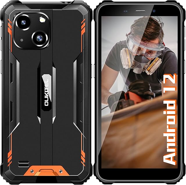 Rugged Smartphone, OUKITEL WP20[2022] 5.93" SIM Free Mobile Phones, 6300mAh Battery, 4GB+32GB, 20MP Camera, 4G Dual SIM Android 12 Phone, IP68/69K Waterproof Phone Unlocked, Face ID/OTG/GPS - Orange