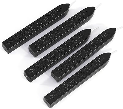 Yoption 5Pcs Black Sealing Wax Sticks with Wicks for Wax Seal Stamp