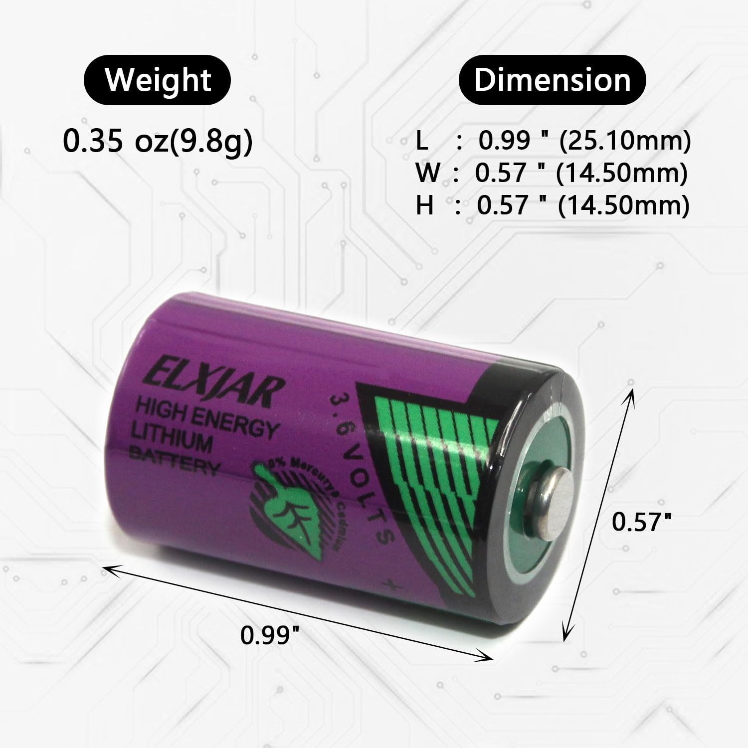 (10-Pack) 3.6V 1200mAh TL-5902 1/2AA Lithium Battery Replacement for Tadiran TL-5902/S TL-2150/S ER14250 SL-350 Xtra Series
