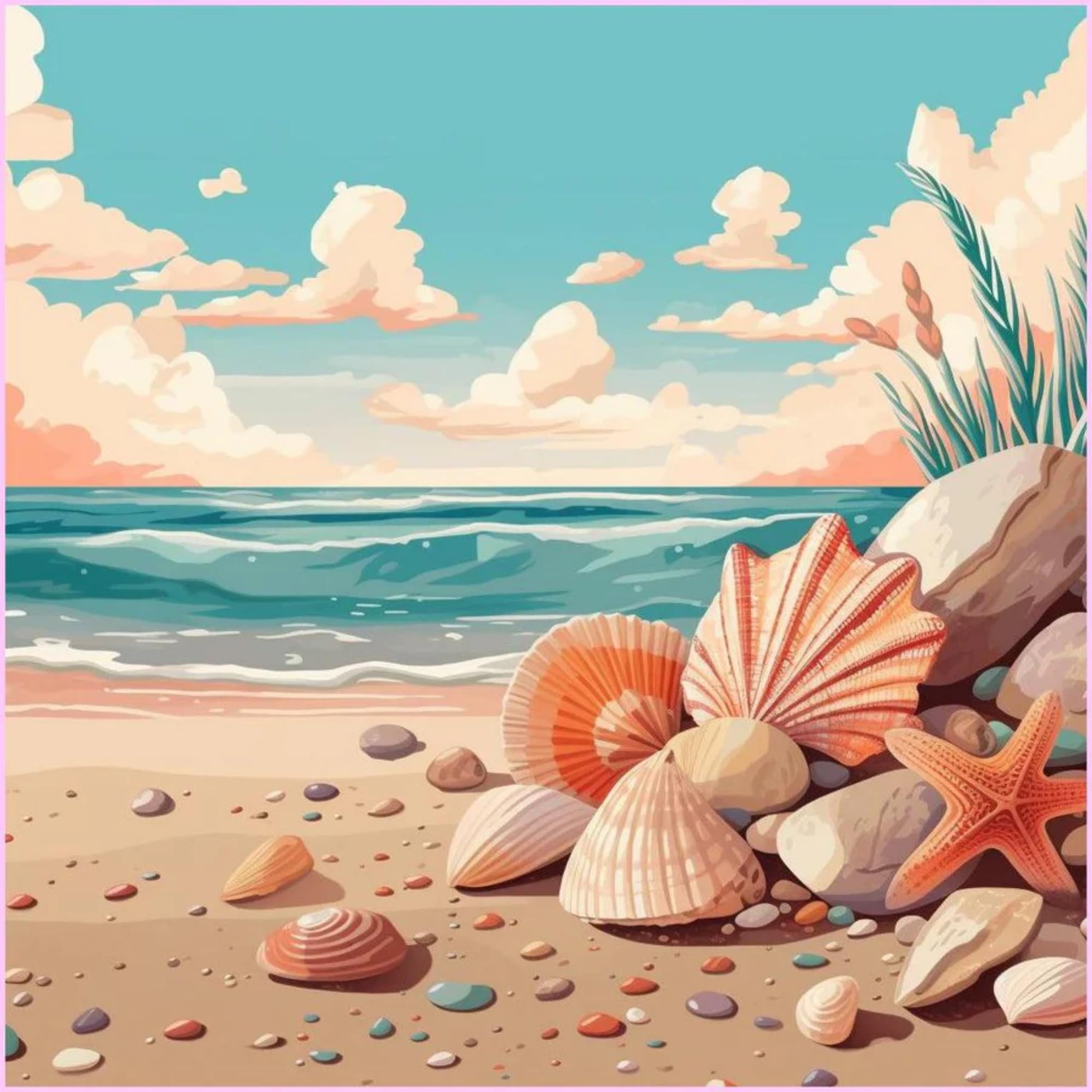 HEFEIS 5D Diamond Painting Kit for Adults,Diamond Art Kits for Beginner,Gem Art,Crystal Art Kits Full Round Drill for Home Wall Decor Gifts for Women, Men (Beach)