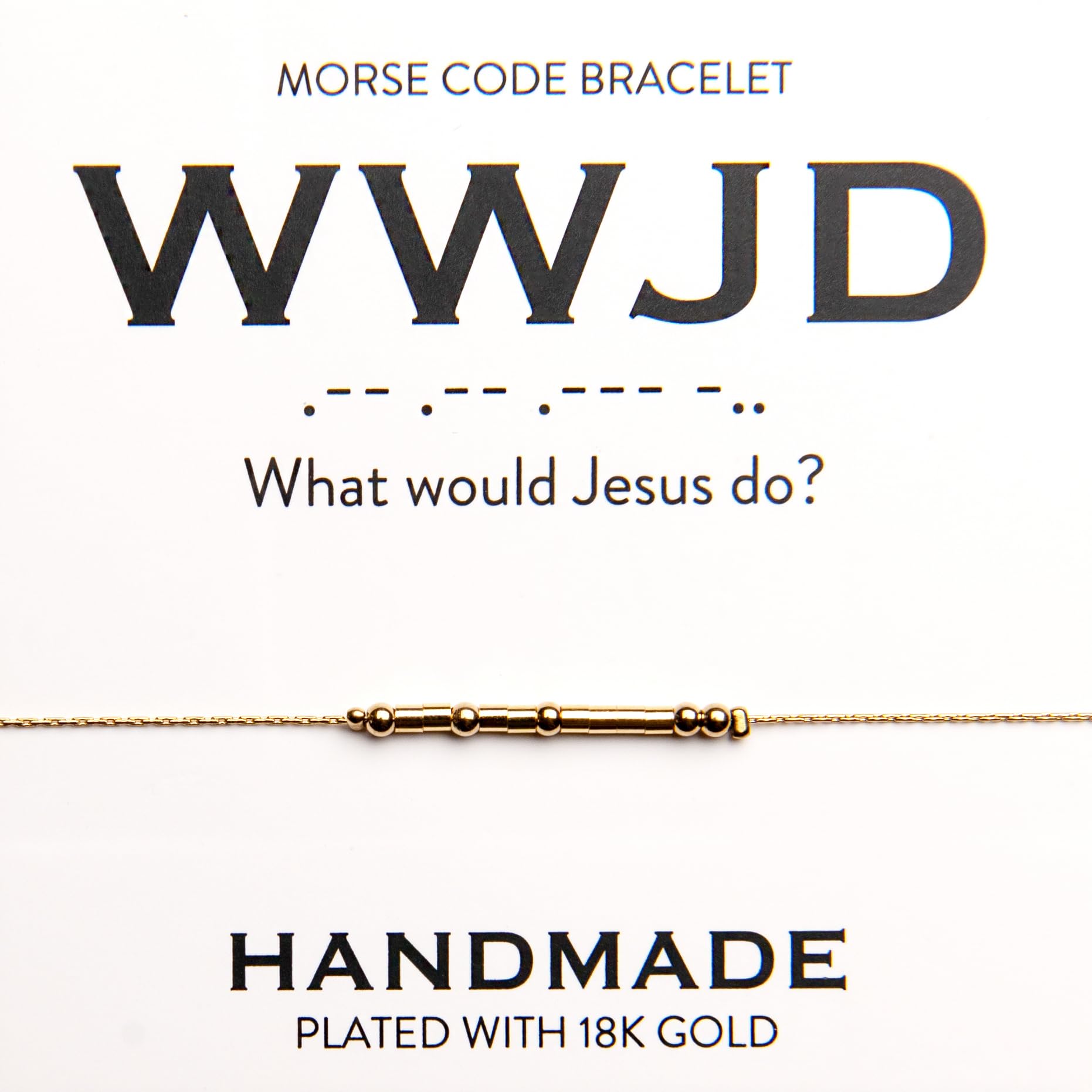 Christian 18K Gold Morse Code Bracelet for Her | Minimalist Bible Verse Jewelry for Women | Ladies Religious Dainty Gold Beaded Jewellery with