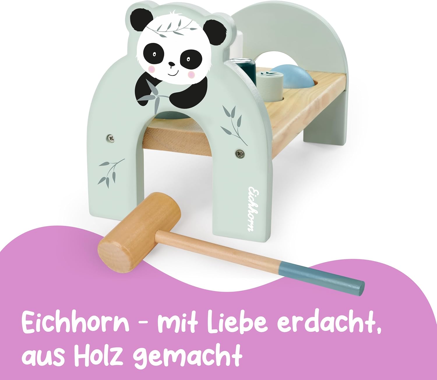 Eichhorn Wooden Hammering Bench - Colorful Motor Skills Toy for Toddlers with Hammer, Pegs and Balls, Promotes Coordination and Strength, Birch Wood, Age 1+