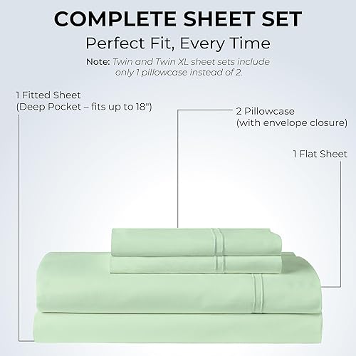 Miniatura 3 de Sábanas de Cama de Algodón 100% Natural  Juego de Sábanas Cal King de Tejido Satinado de Una Sola Capa de 500 TC  Ropa de Cama Sólida Transpirable e