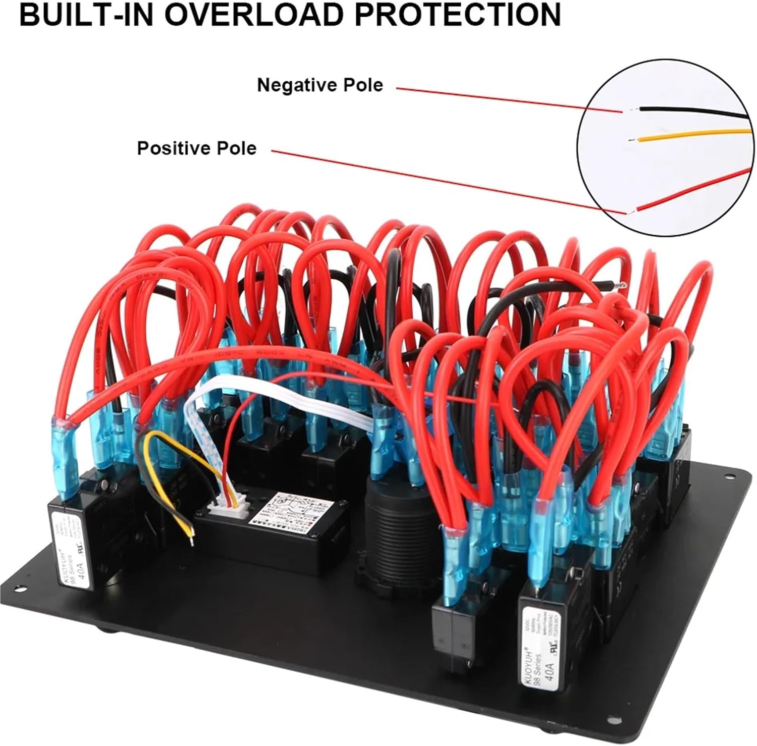 24V 12V Switch Panel 10 Buttons LED Light Toggle Circuit Breaker Test Car Fuse Accessories for Boat Caravan Truck Trailer Marine(Red)