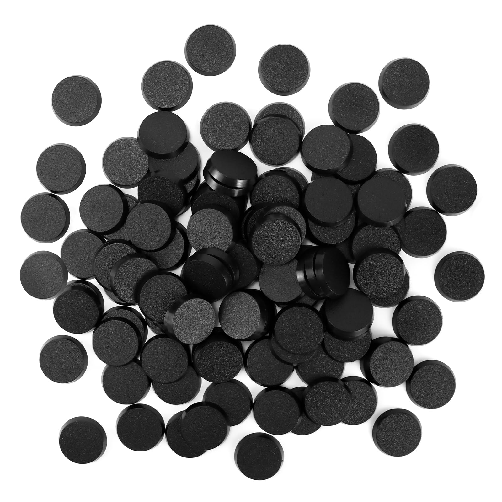 TITAWU 100PCS Miniature Bases+120PCS Adhesive, 25mm/0.98inch Textured Plastic Black Round Model Base for Gaming Miniatures or Wargames Table Top Games